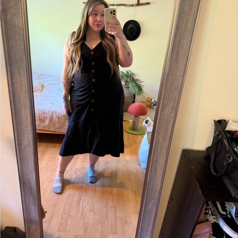 Elegant Black Button-Down Dress